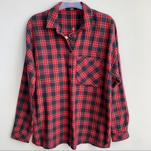 ❌SOLD❌ SPORTSGIRL Plaid shirt with Embroidered Back- Sz S - Picture 2 of 7